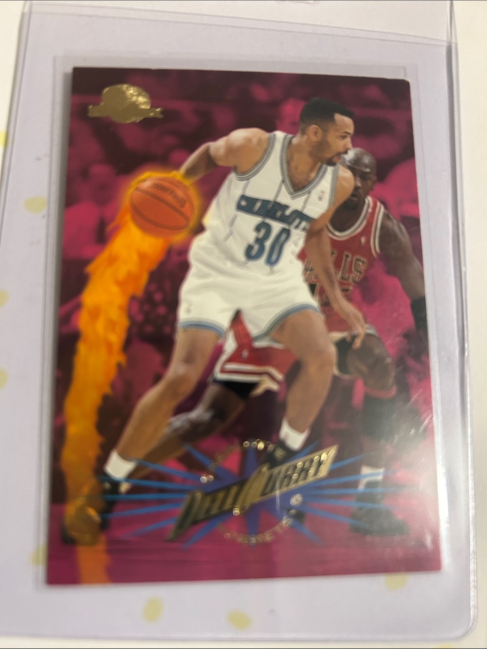 Dell Pink & White Basketball Card Featuring Action Player